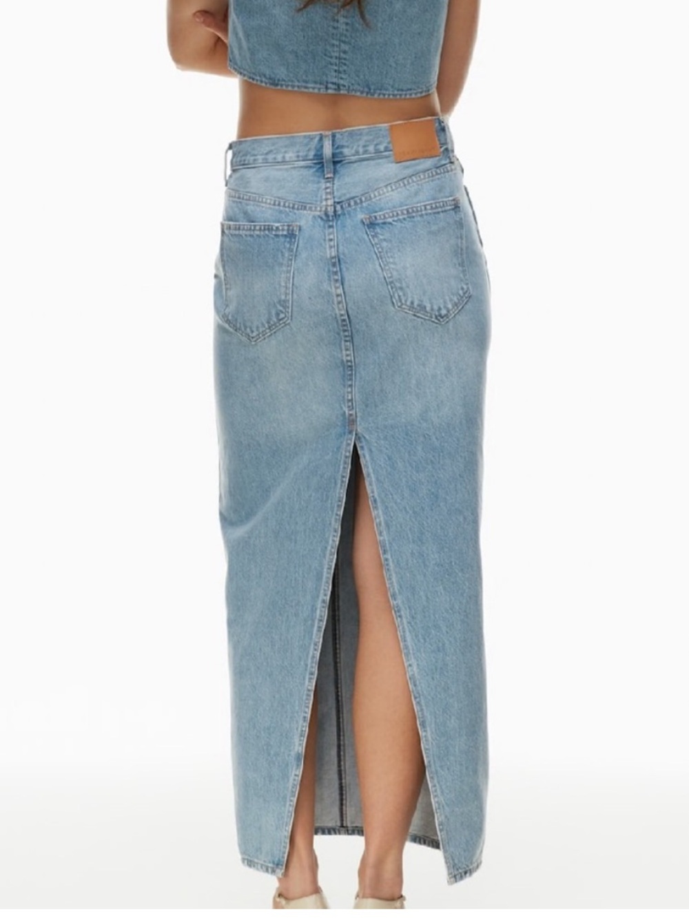 DENIM FORUM The '90s Pencil Maxi Denim Skirt Aritzia size 24 - Picture 3 of 10